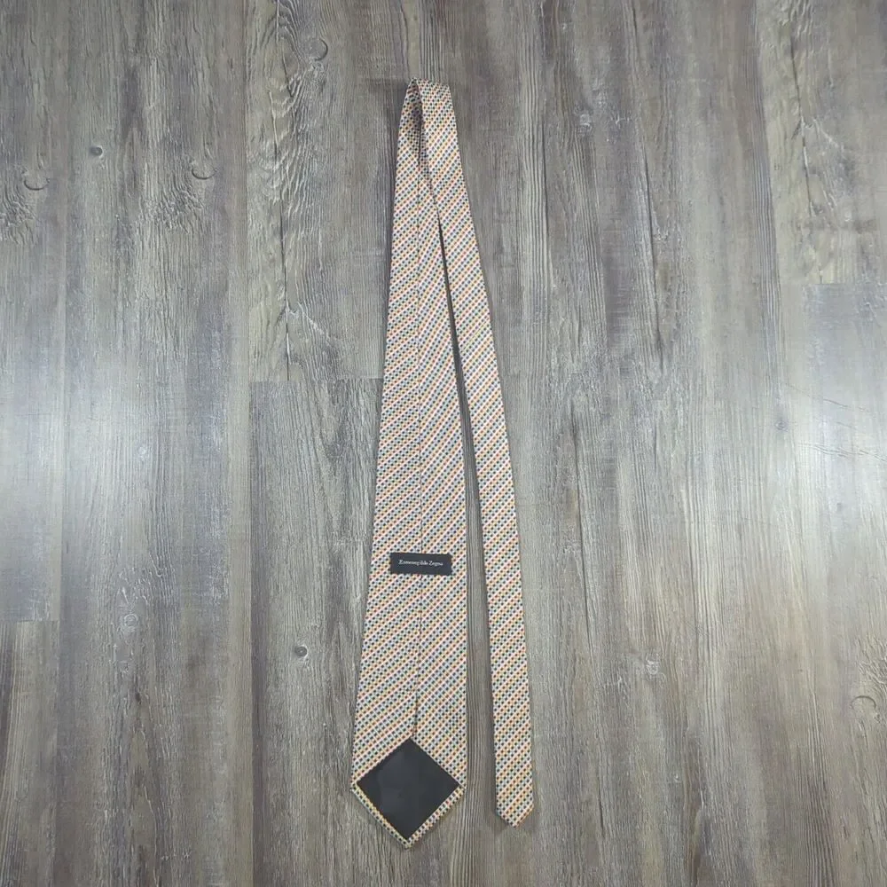 Ermenegildo Zegna Tie Men's Necktie Multicolor Geometric Silk Italy Modern